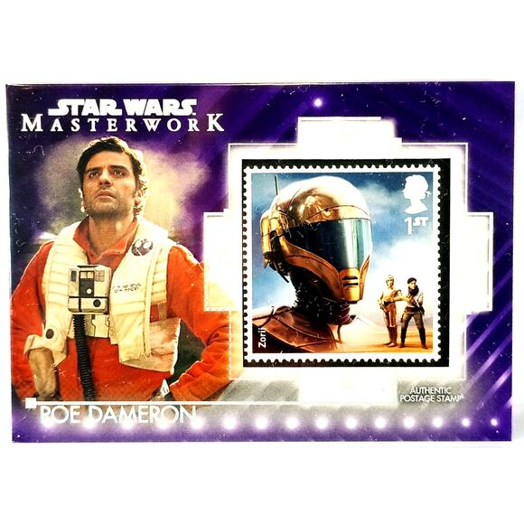 Topps Star Wars Masterwork Purple Para #21/50 POE DAMERON STAMP RELIC CARD SC-PZ - Picture 1 of 4